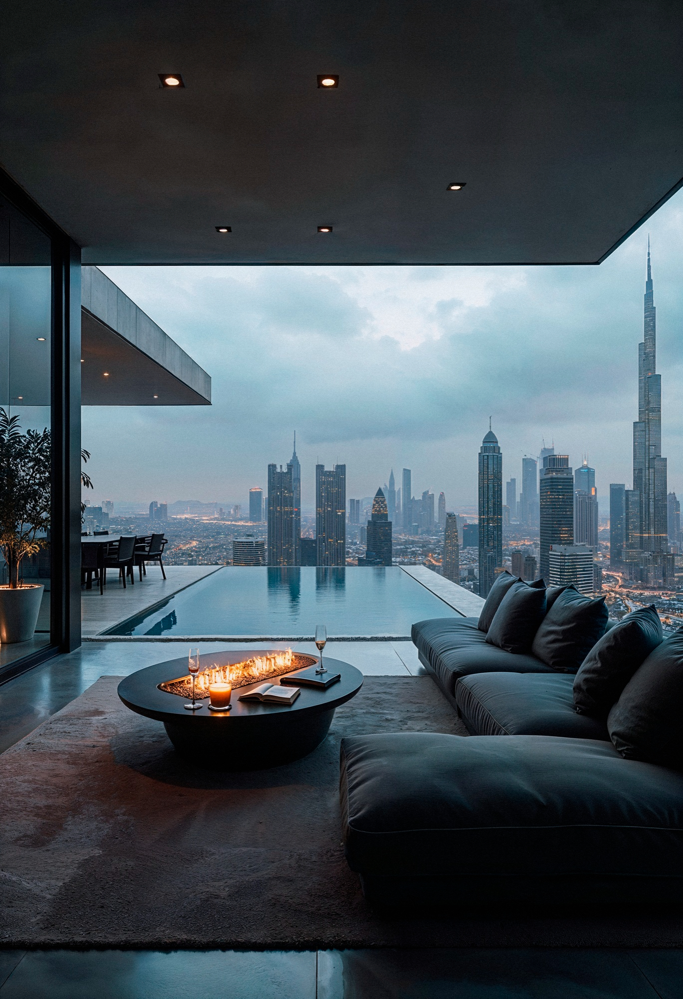 Luxury penthouse overlooking Dubai skyline